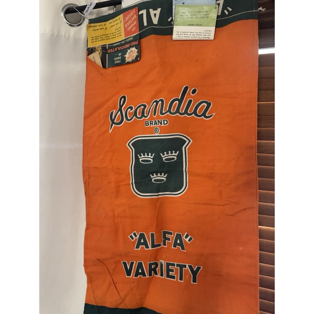 Scandia Brand Feed Sack Orange/Green Alfa variety Primitive New Never Used